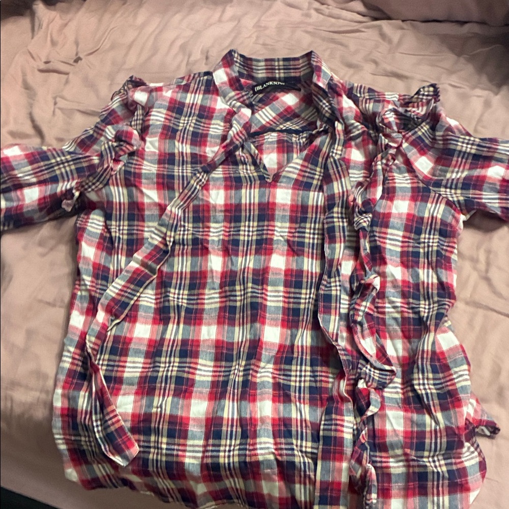 Blank NYC Red and Blue Plaid Top